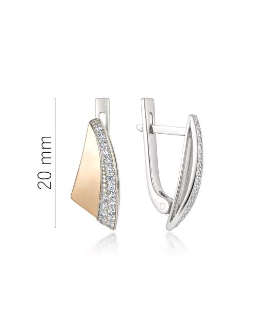 Apzeltīti sudraba auskari ar cirkonijiem