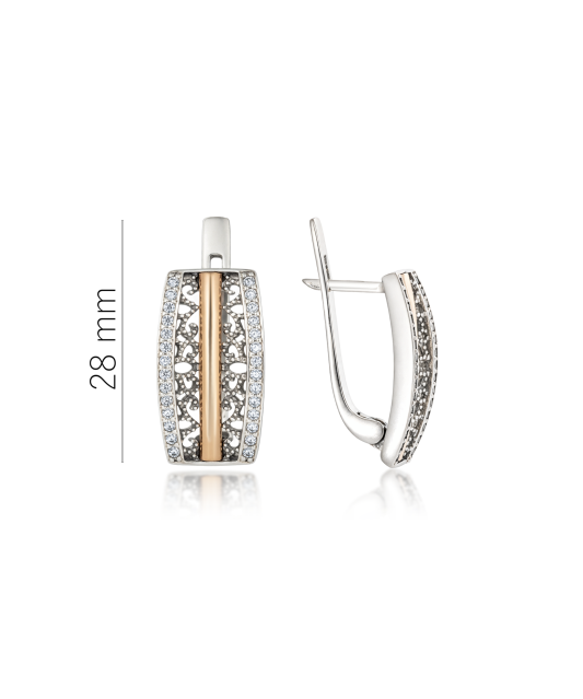 Apzeltīti sudraba auskari ar cirkonijiem