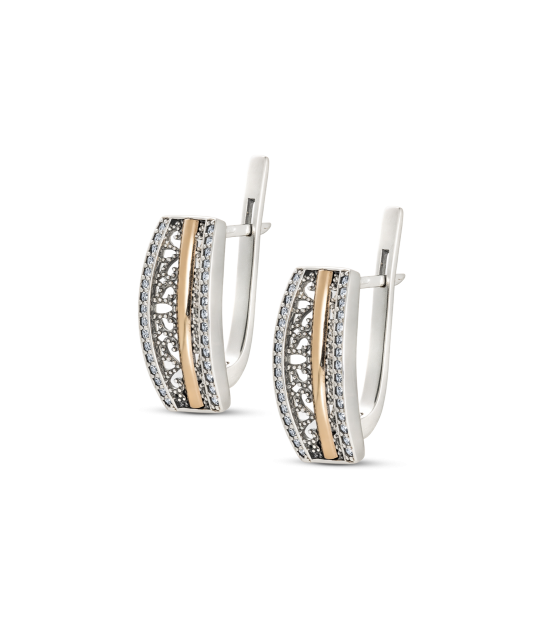 Apzeltīti sudraba auskari ar cirkonijiem