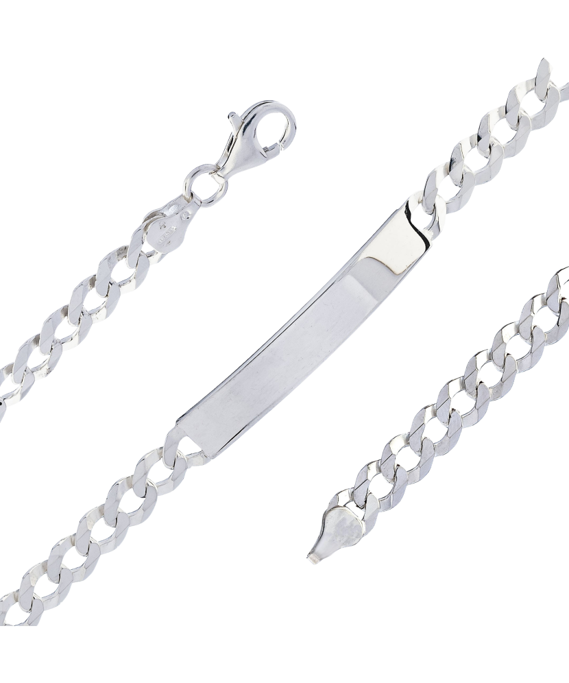 Sudraba rokassprādze ar plāksnīti "Curb" - Goldinga