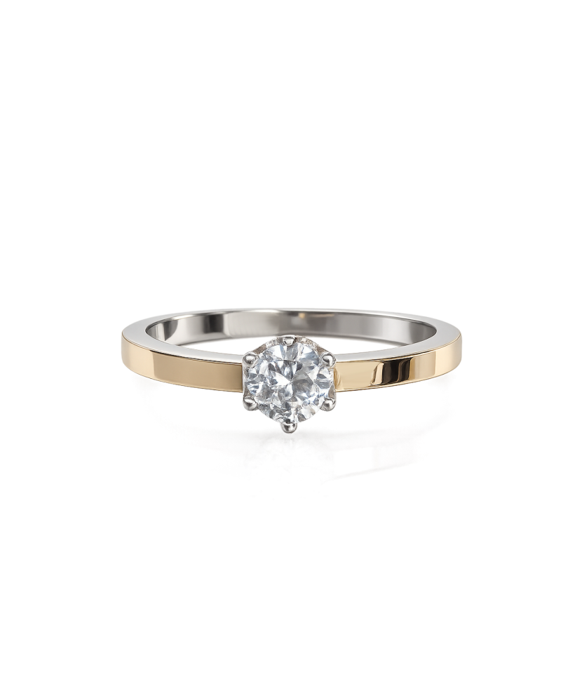 Apzeltīts sudraba gredzens ar cirkoniem