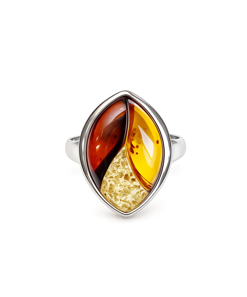 Sudraba gredzens ar dzintaru