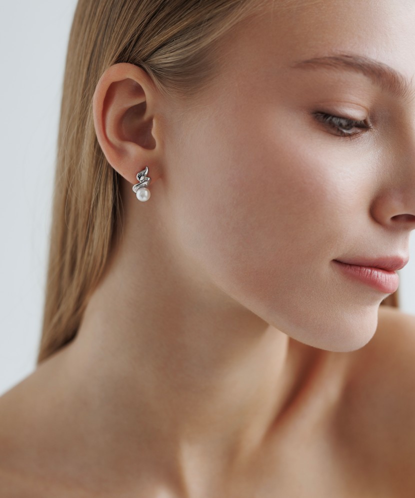 Серьги из серебра с жемчугом