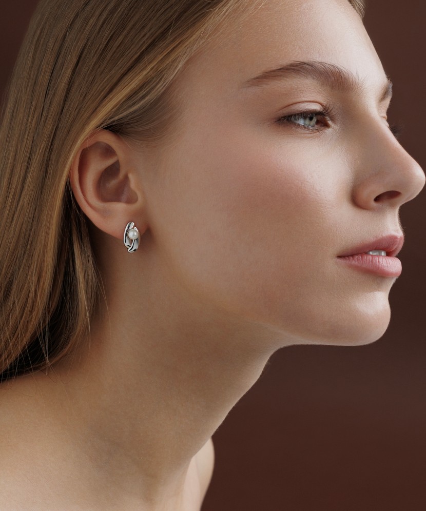 Sudraba auskari ar pērlēm