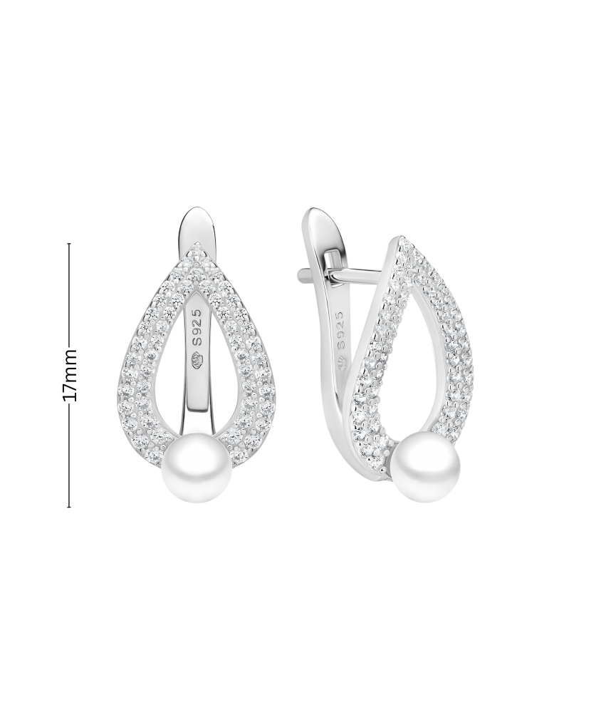 Sudraba auskari ar pērlēm un cirkonijiem