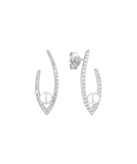 Sudraba auskari ar pērlēm un cirkonijiem