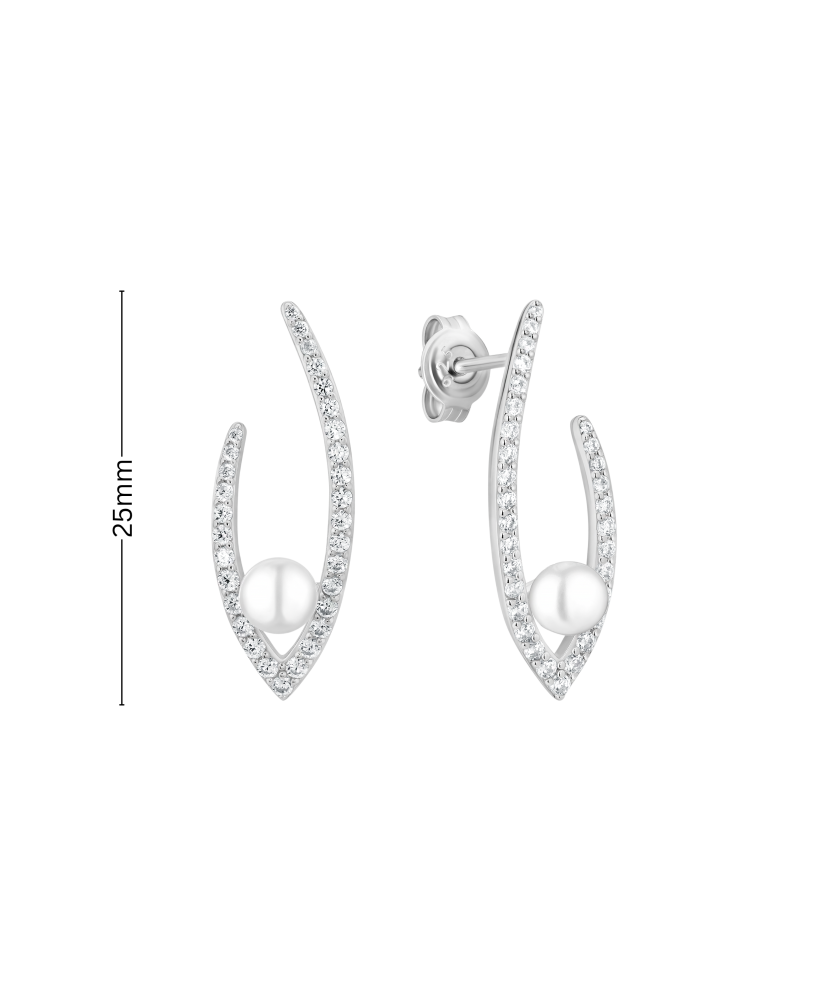 Sudraba auskari ar pērlēm un cirkonijiem