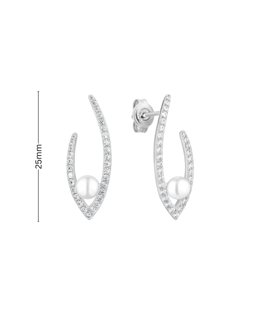 Sudraba auskari ar pērlēm un cirkonijiem