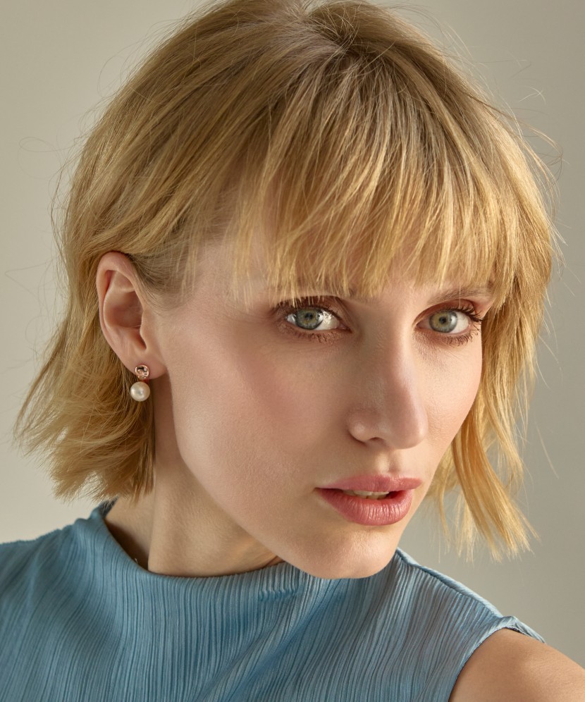 Apzeltīti sudraba auskari ar pērlēm un cirkonijiem