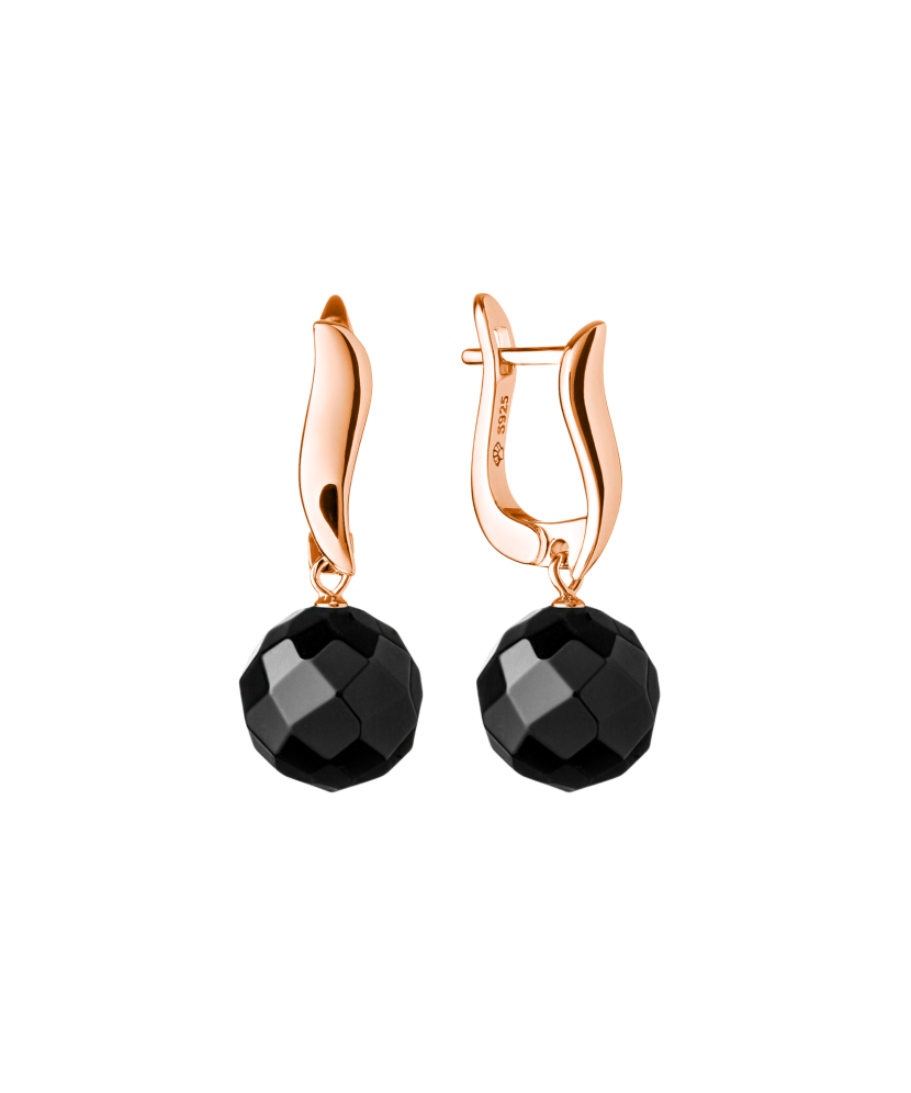 Apzeltīti sudraba auskari ar Oniksu