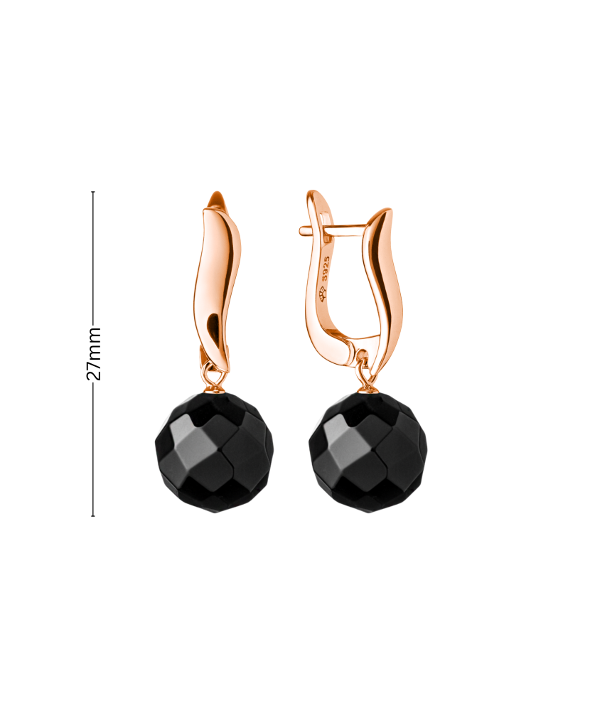 Apzeltīti sudraba auskari ar Oniksu