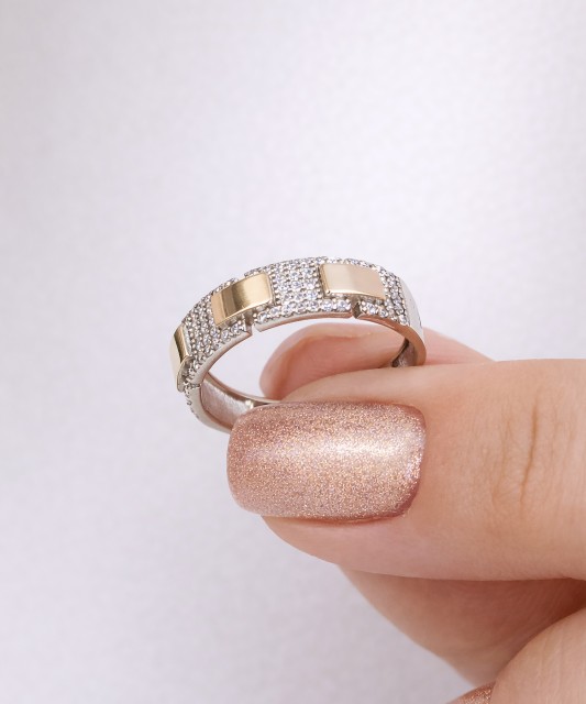 Apzeltīts sudraba gredzens ar cirkoniem