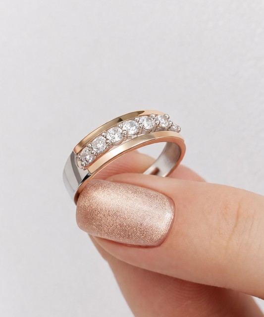 Apzeltīts sudraba gredzens ar cirkoniem