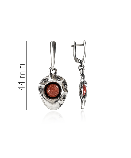 Серебряные серьги с солнечным камнем