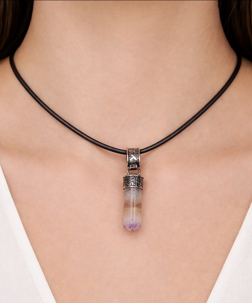 Подвеска из серебра с аметистом и фианитами