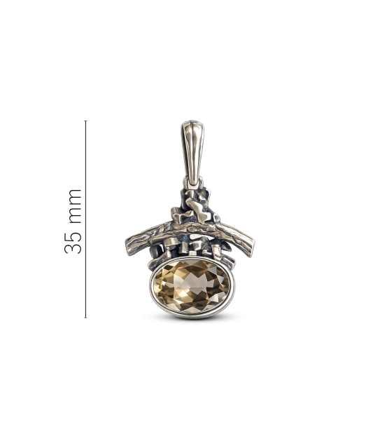 Sudraba kulons ar dūmakainu kvarcu