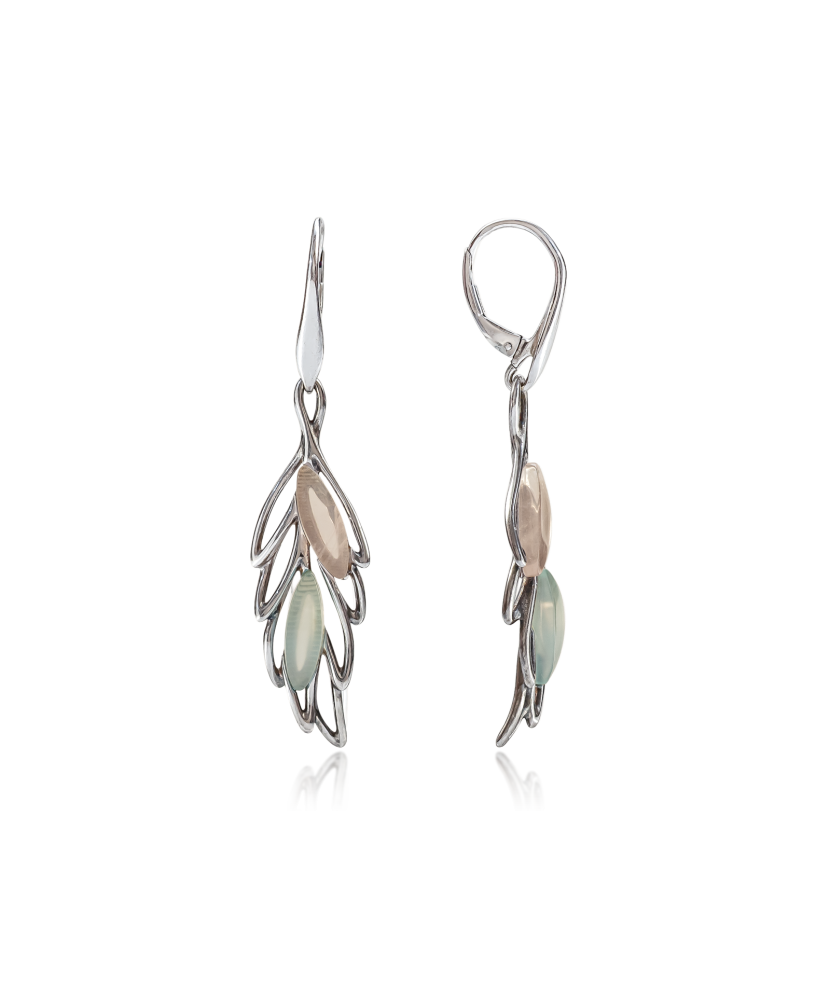 Sudraba auskari ar ahātu un kvarcu