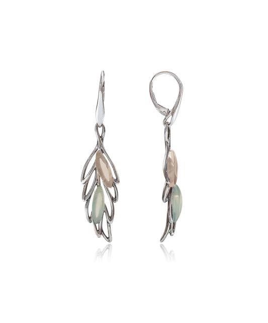 Sudraba auskari ar ahātu un kvarcu