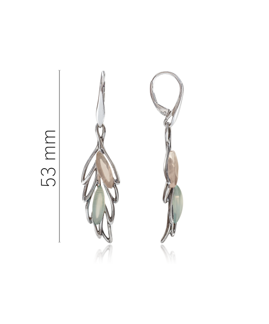 Sudraba auskari ar ahātu un kvarcu