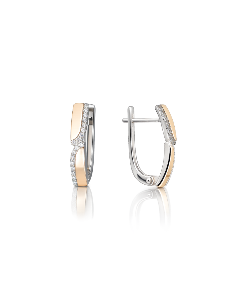 Apzeltīti sudraba auskari ar cirkonijiem