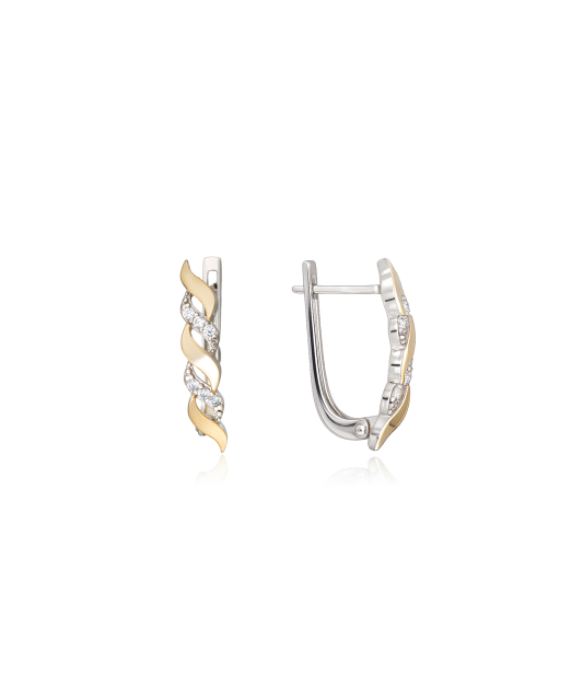 Apzeltīti sudraba auskari ar cirkonijiem