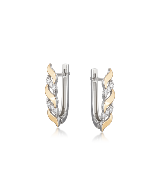 Apzeltīti sudraba auskari ar cirkonijiem