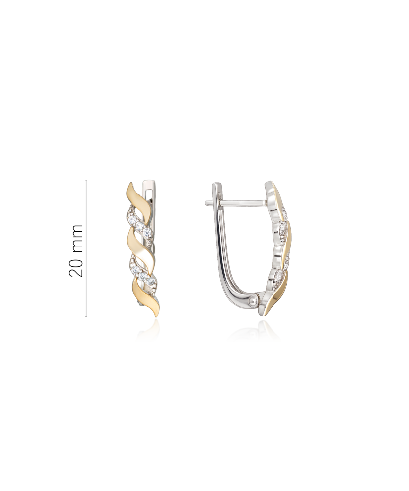 Apzeltīti sudraba auskari ar cirkonijiem