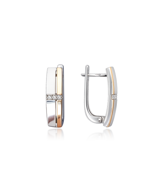 Apzeltīti sudraba auskari ar cirkonijiem