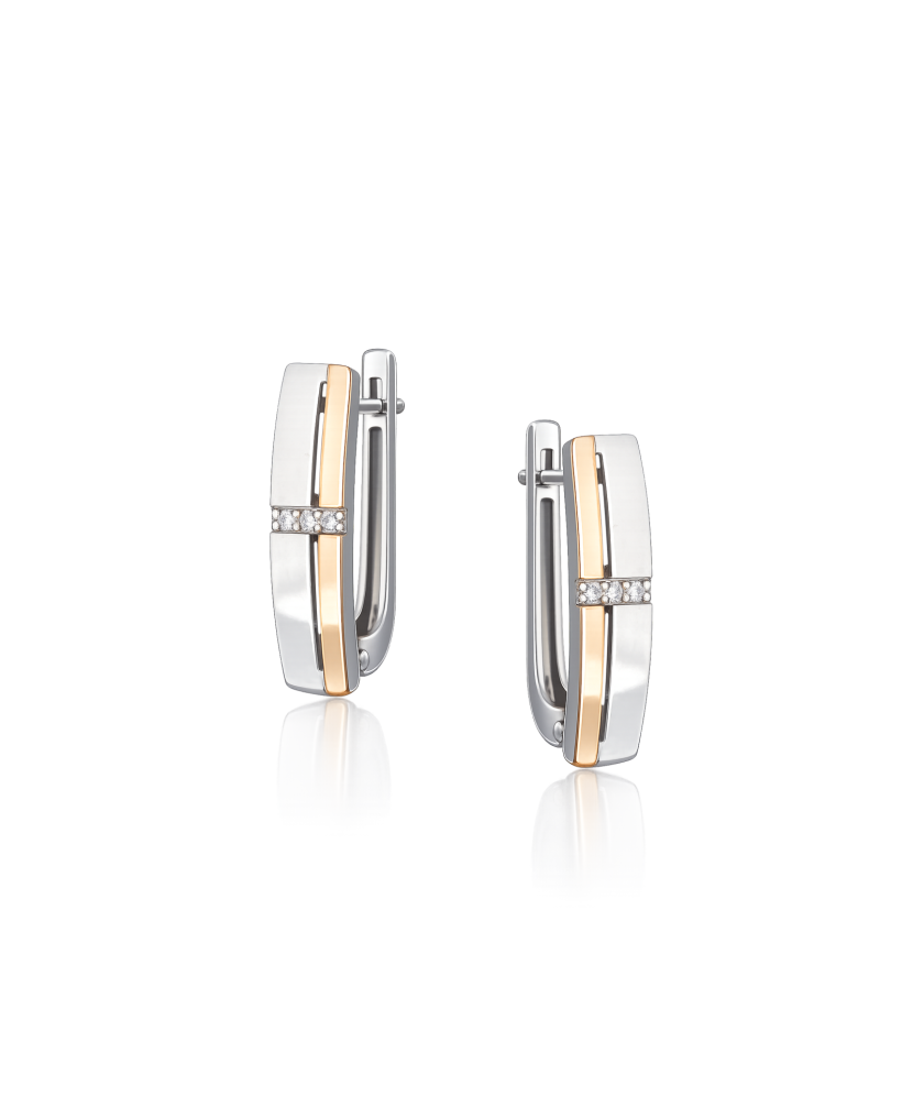 Apzeltīti sudraba auskari ar cirkonijiem