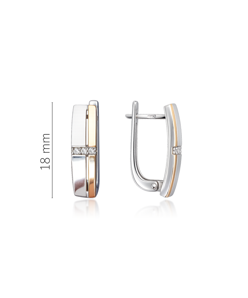 Apzeltīti sudraba auskari ar cirkonijiem