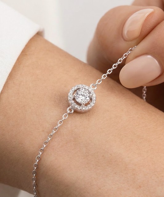 Sudraba rokassprādze ar cirkonijiem