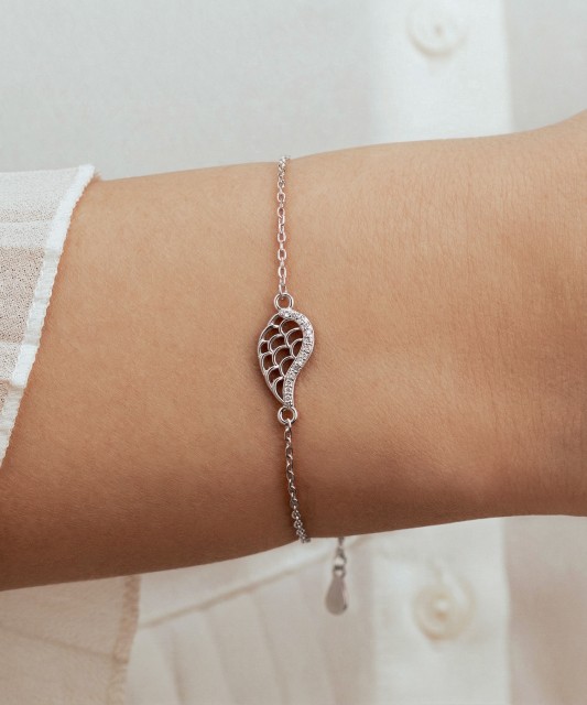 Sudraba rokassprādze ar cirkonijiem "Eņģeļa spārns"