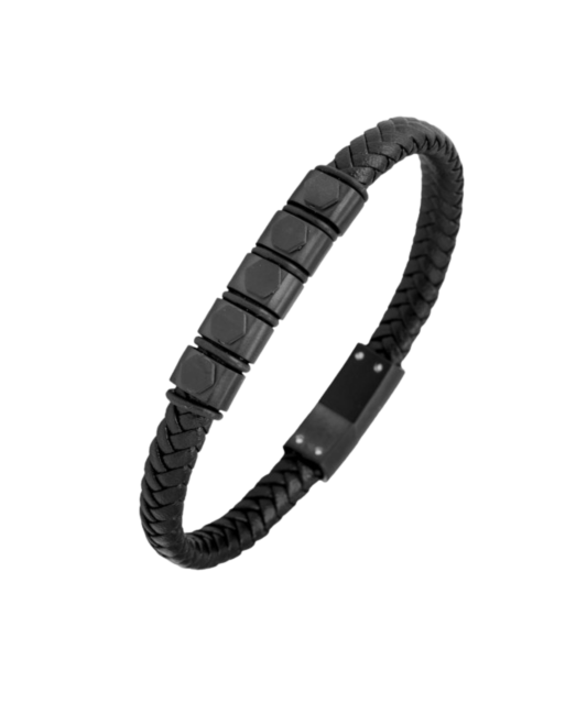 Ādas rokassprādze ar nerūsējošo tēraudu