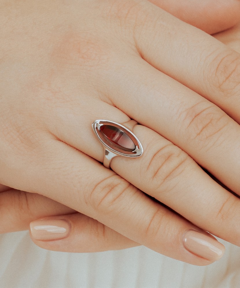 Sudraba gredzens ar dzintaru - Goldinga