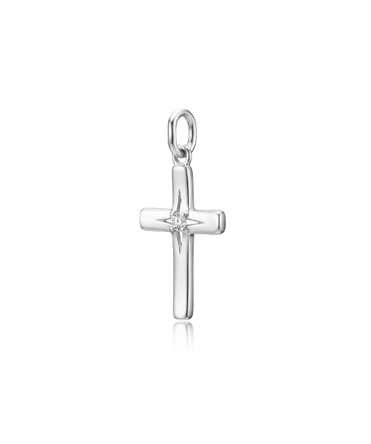 Baltā zelta kulons ar dimantiem "krusts"