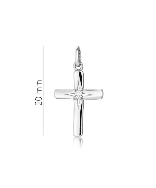 Baltā zelta kulons ar dimantiem "krusts"