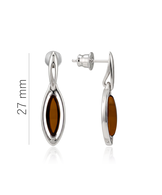 Серьги из серебра с янтарём