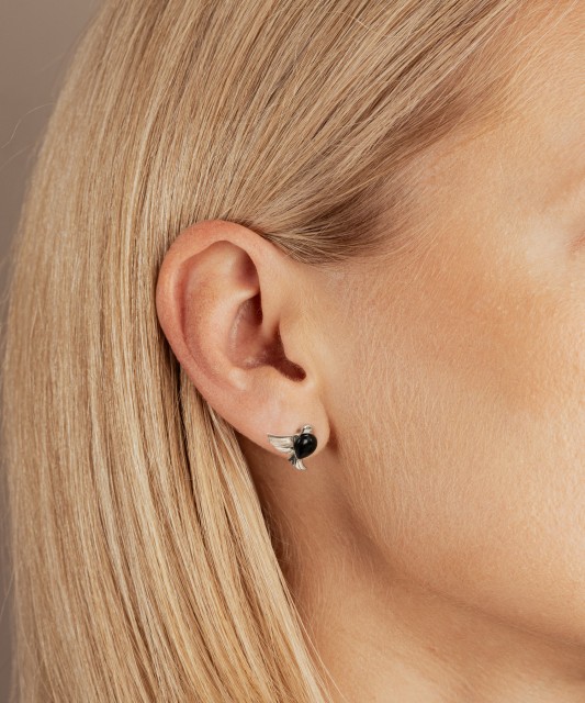 Sudraba auskari ar oniksu