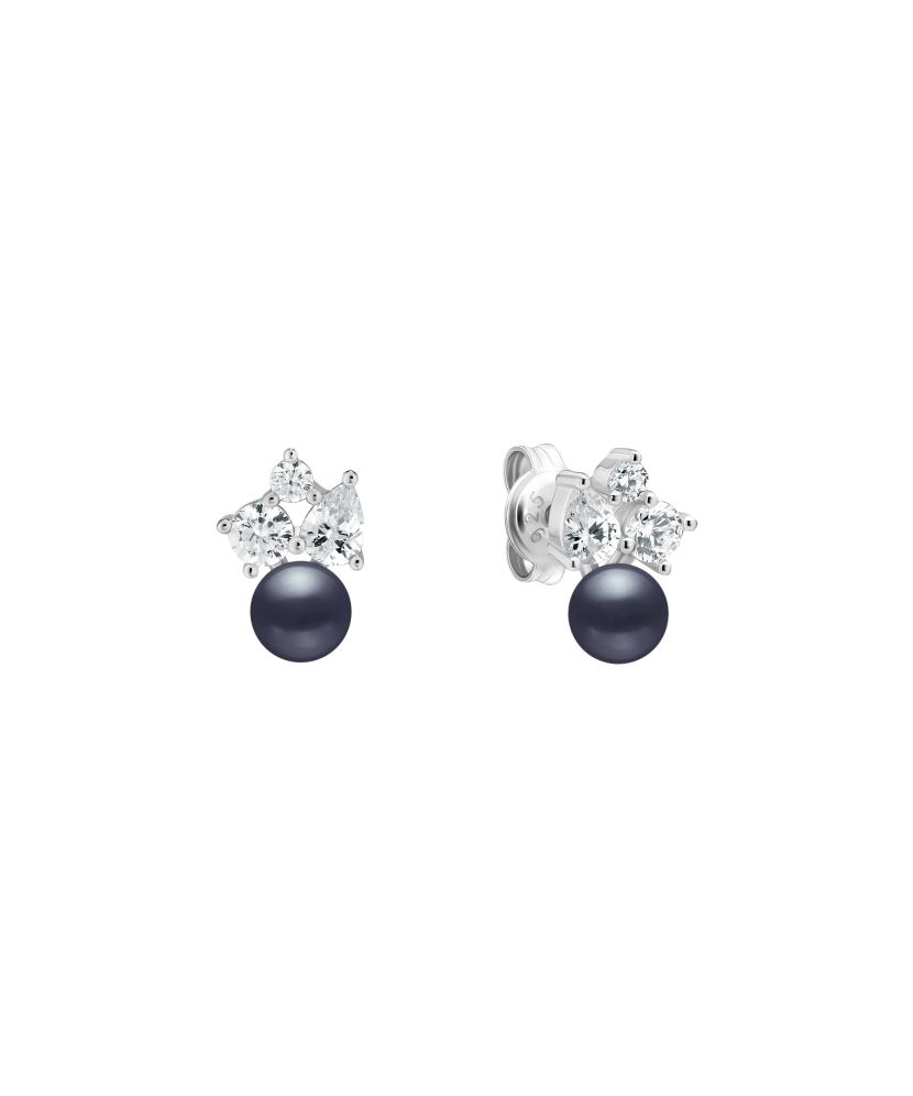 Серьги из серебра с жемчугом и цирконами