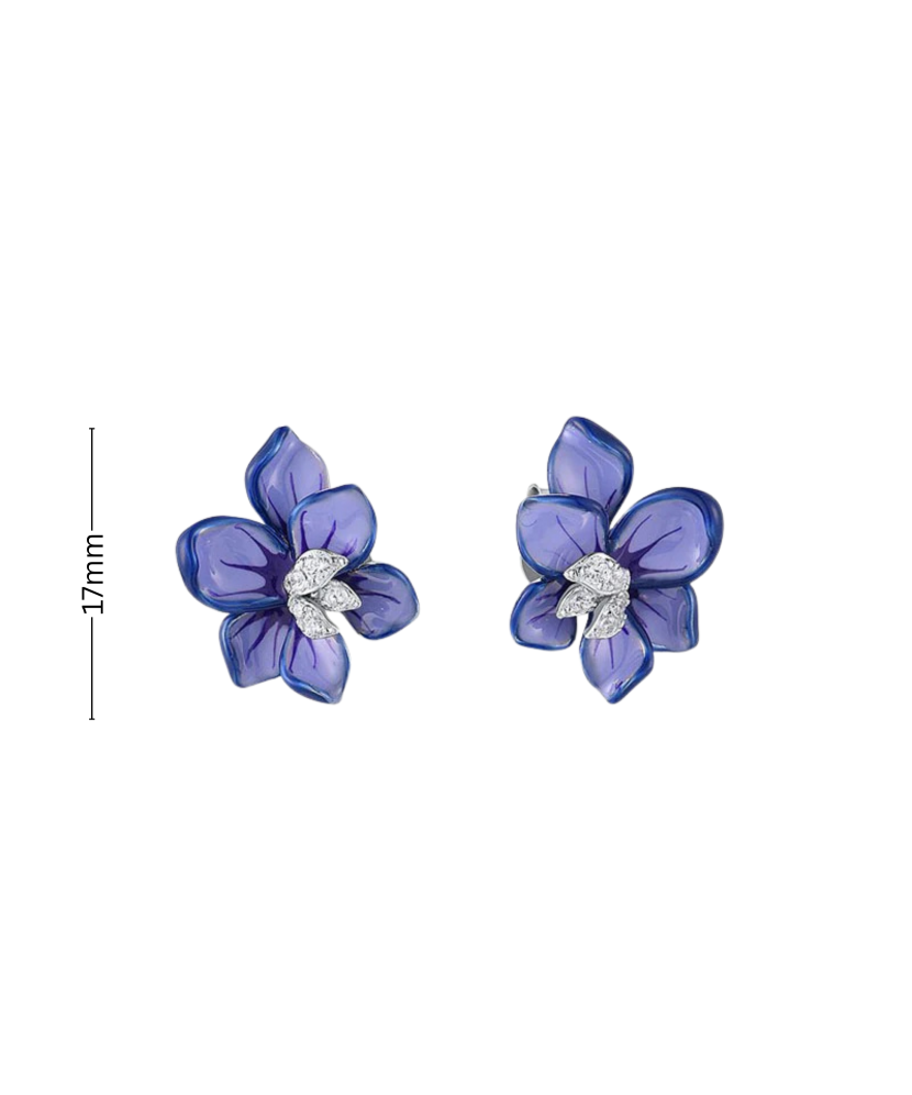 Серьги из серебра с цирконами и эмалью