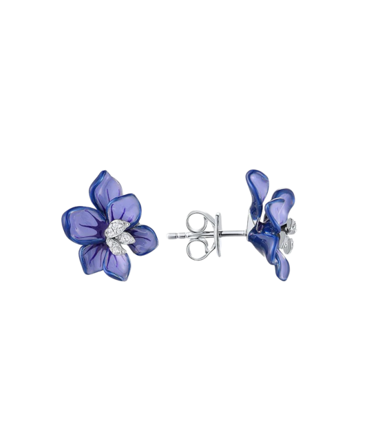 Серьги из серебра с цирконами и эмалью