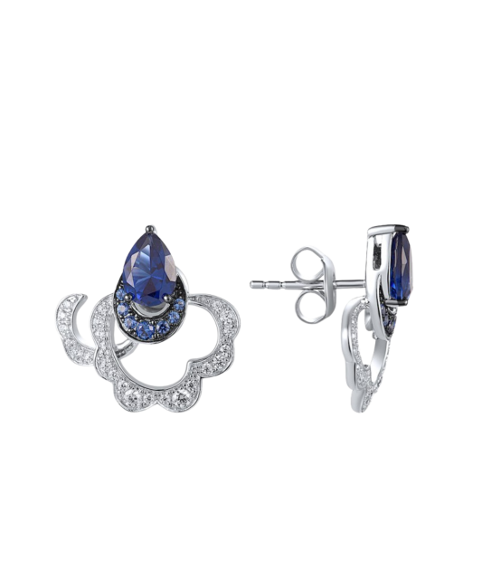 Серьги из серебра с цирконом и шпинели