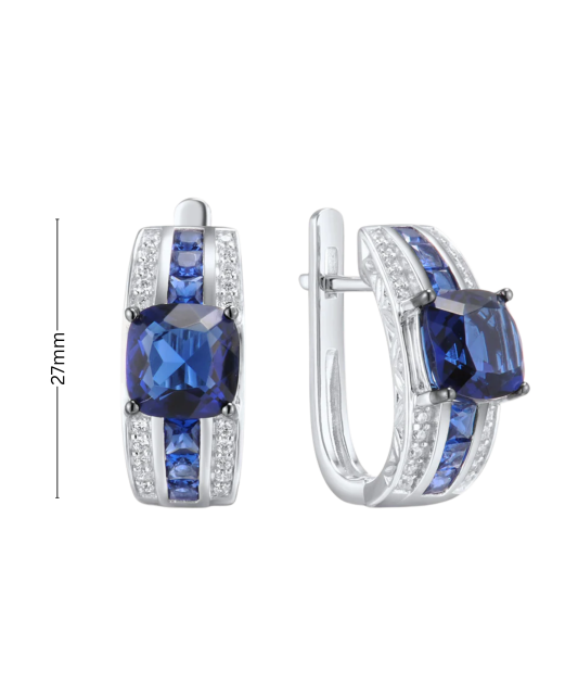 Серьги из серебра с цирконом и шпинели