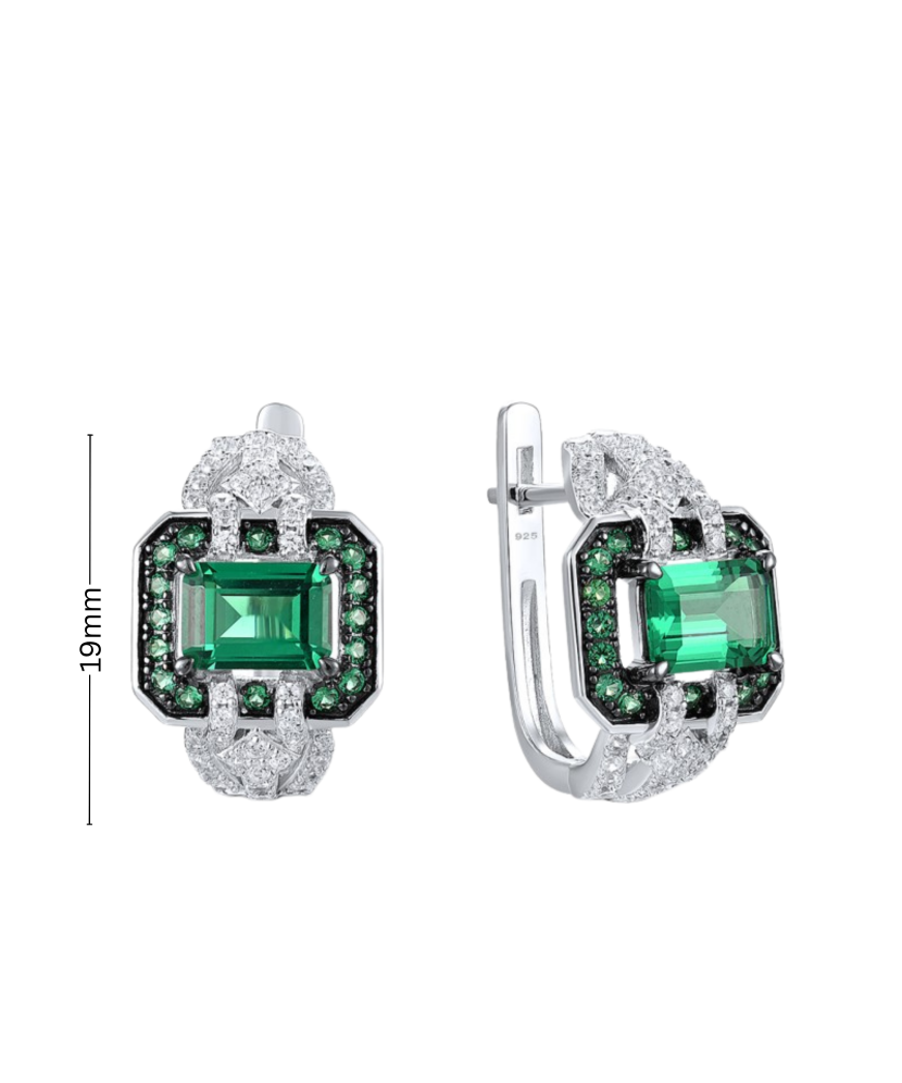 Серьги из серебра с цирконом и шпинели