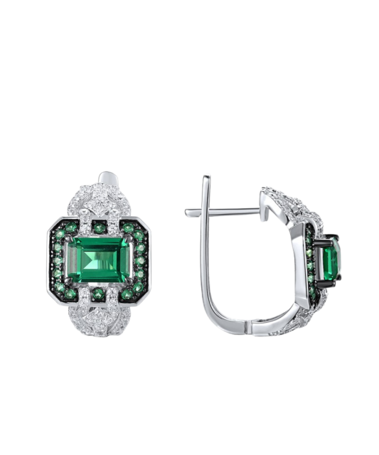 Серьги из серебра с цирконом и шпинели