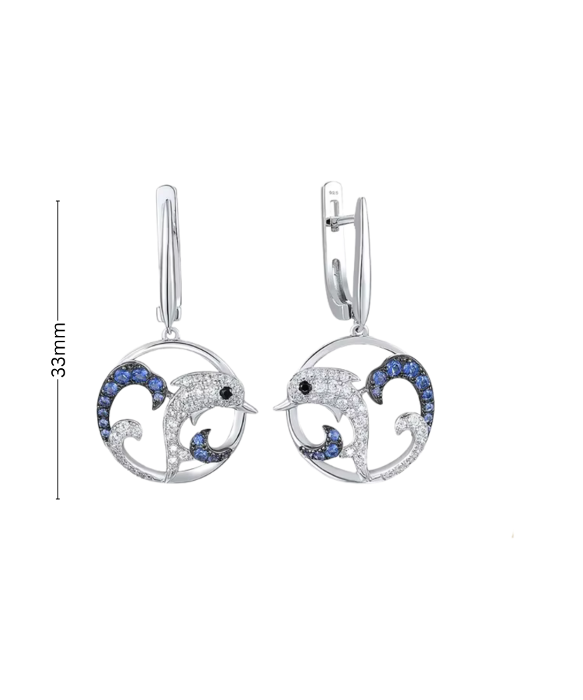 Серьги из серебра с цирконом и шпинели