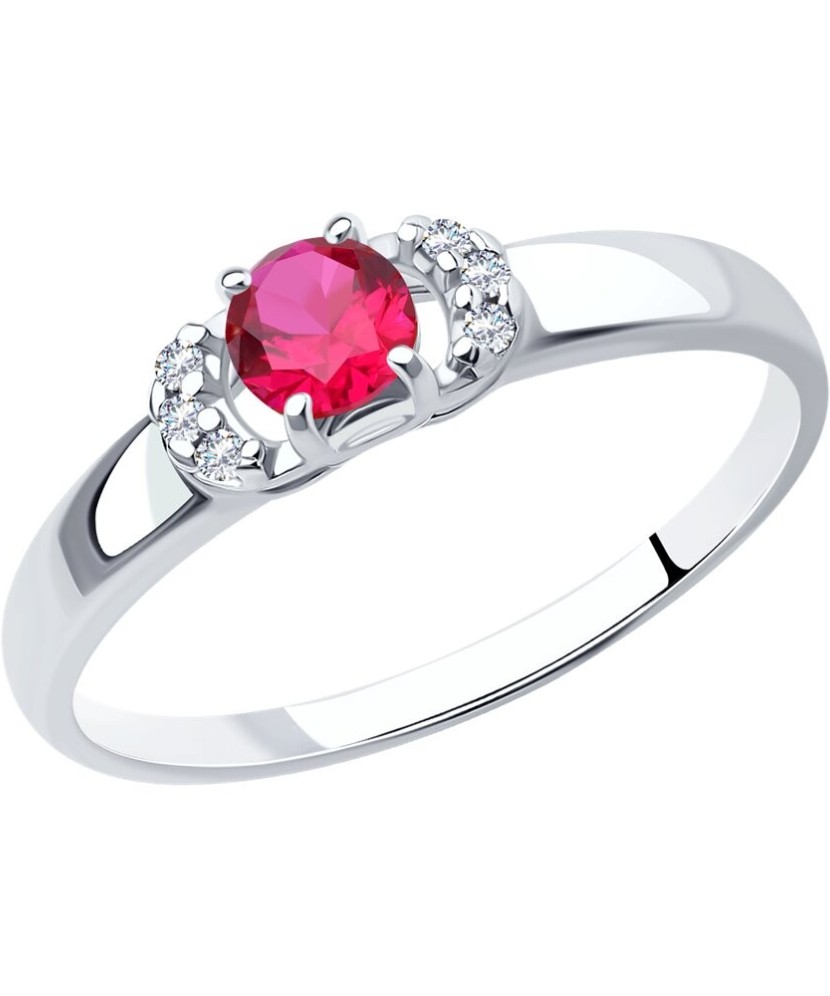 Sudraba gredzens ar sarkano korundu un cirkonijiem - Sidabriniai žiedai - Goldinga