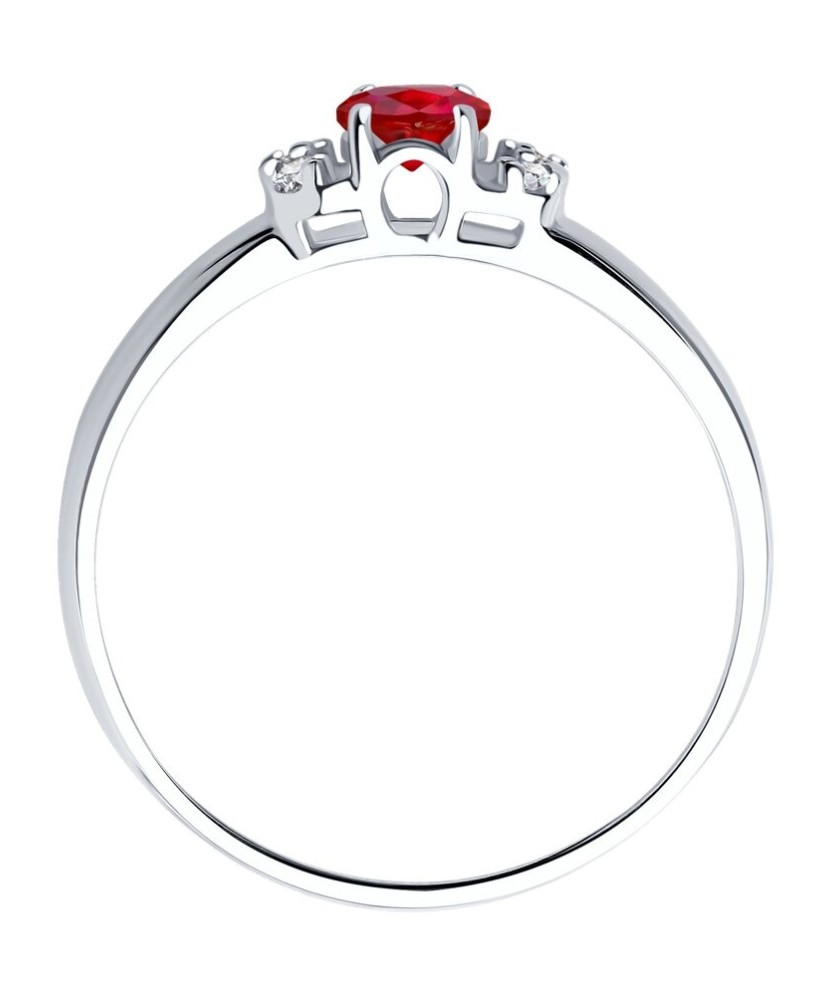 Sudraba gredzens ar sarkano korundu un cirkonijiem - Sidabriniai žiedai - Goldinga