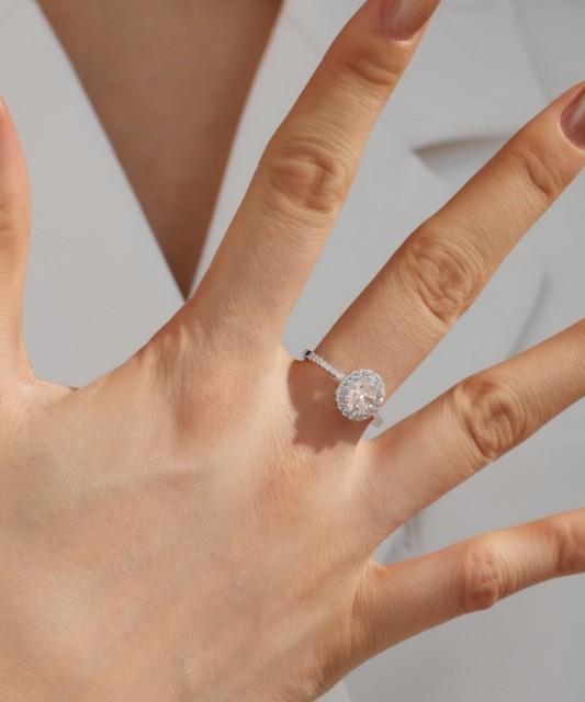 Sudraba gredzens ar moissanītiem 1,5CT