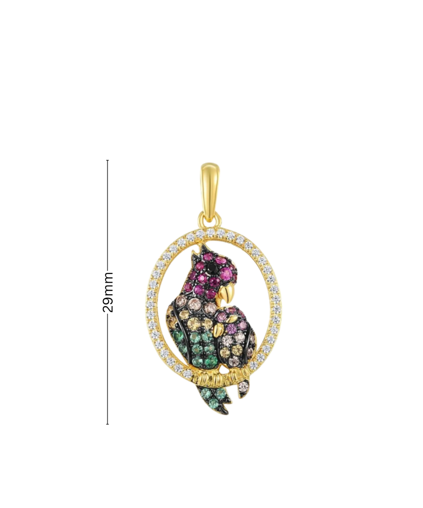 Apzeltīts Sudraba kulons ar spineļiem un cirkoniem
